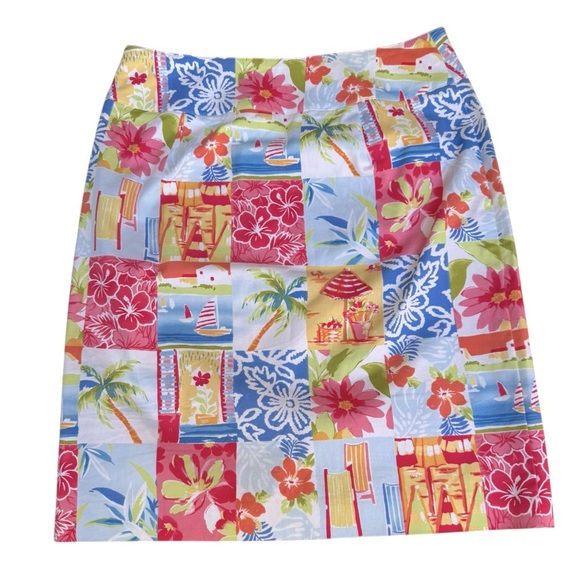 Talbots Dresses & Skirts - Talbots Patchwork Print Pencil Skirt Beach Tropical Resort Hawaii Size 6